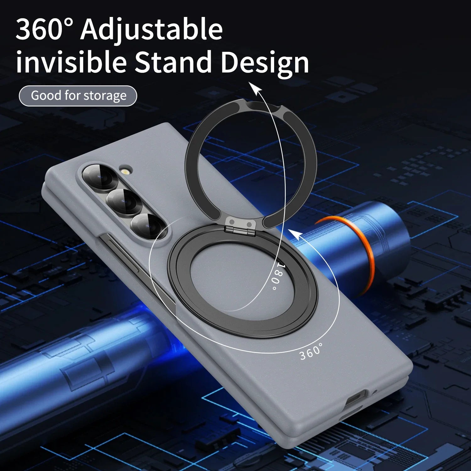 Skin-Feel Ultra Thin Magnetic Case with 360° Ring Kickstand for Samsung Galaxy Z Fold 6