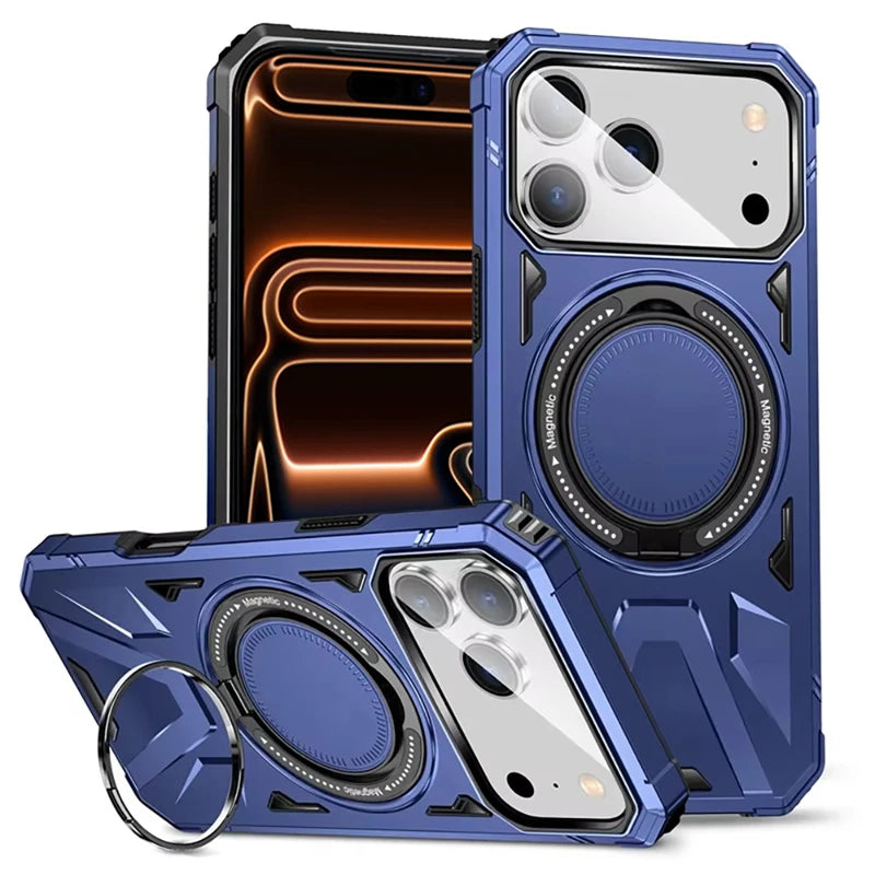 Shockproof MagSafe Case with Built-In Ring Stand for iPhone 17 Series