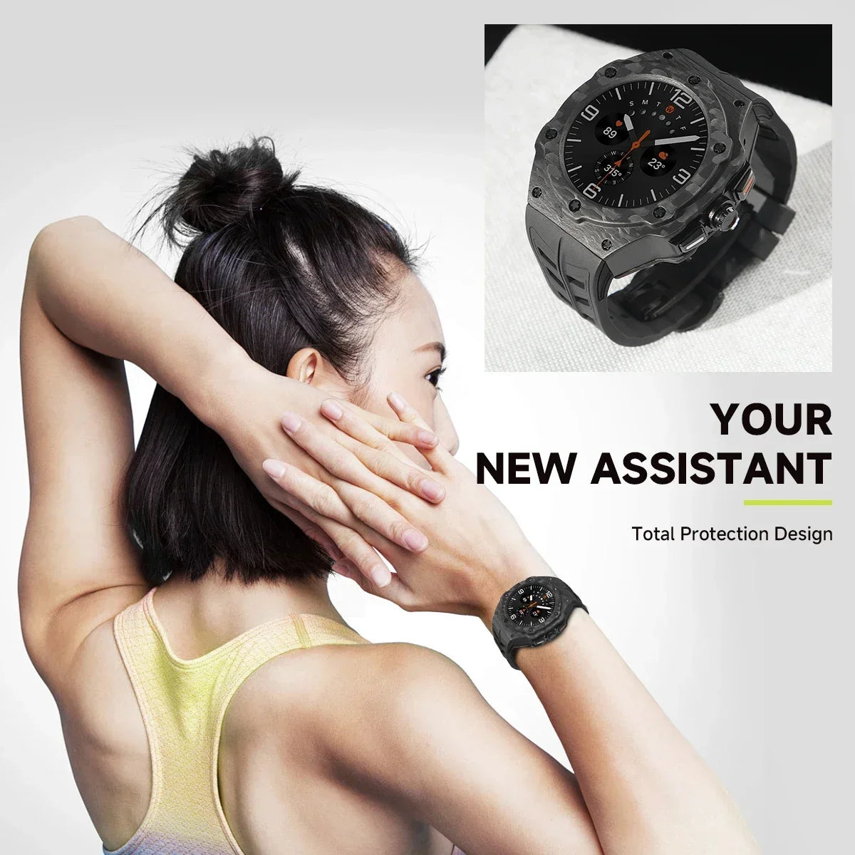 Luxury Carbon Fiber Case & Rubber Strap for Samsung Galaxy Watch Ultra and Samsung Galaxy Watch Ultra (2025)