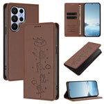 Cute Cat Embossed Leather Wallet Case for Samsung Galaxy S26 Series