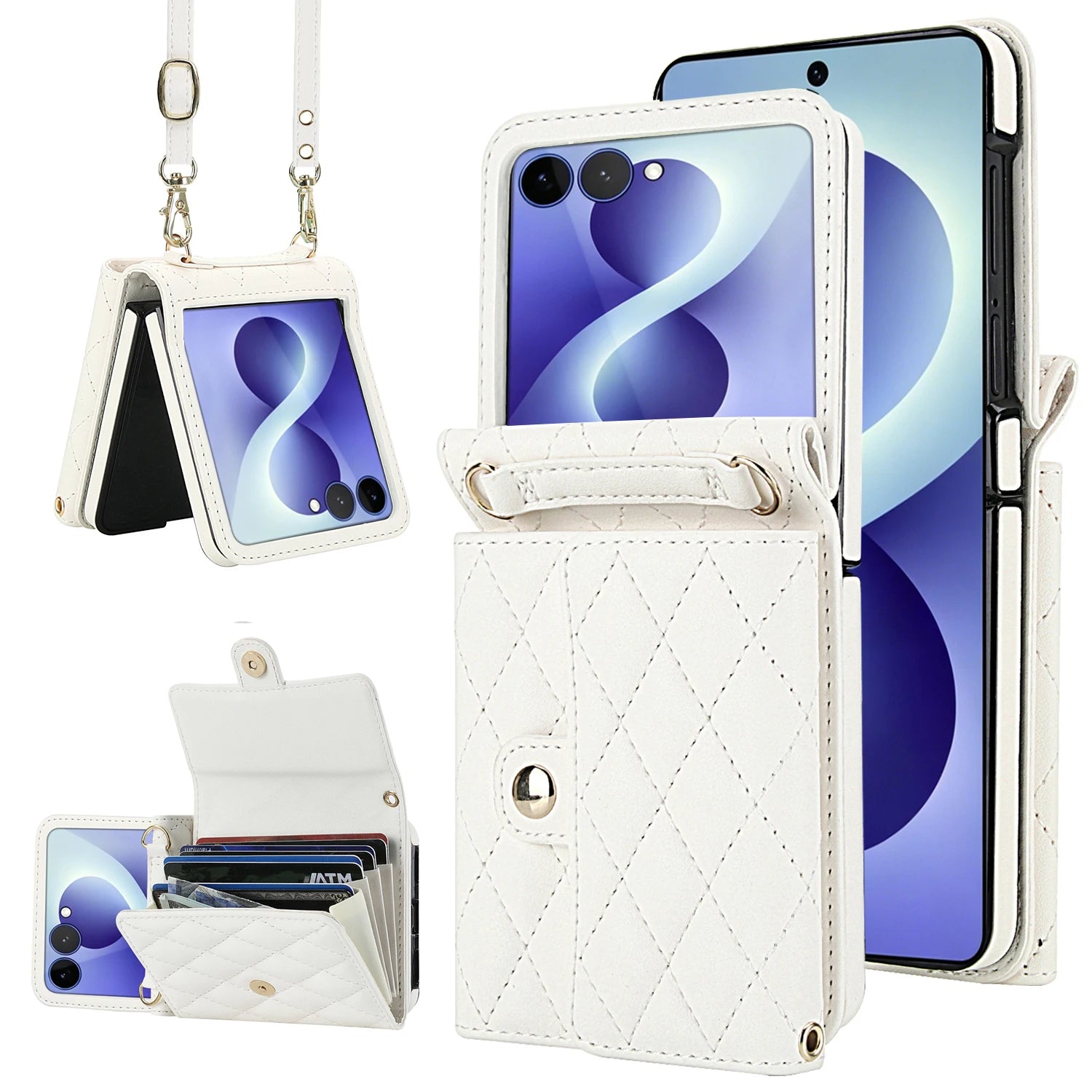 Crossbody Leather Wallet Case with Card Holder for Samsung Galaxy Z Flip 8