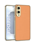 Shockproof Plating Leather TPU Case for Samsung Galaxy S25 Edge