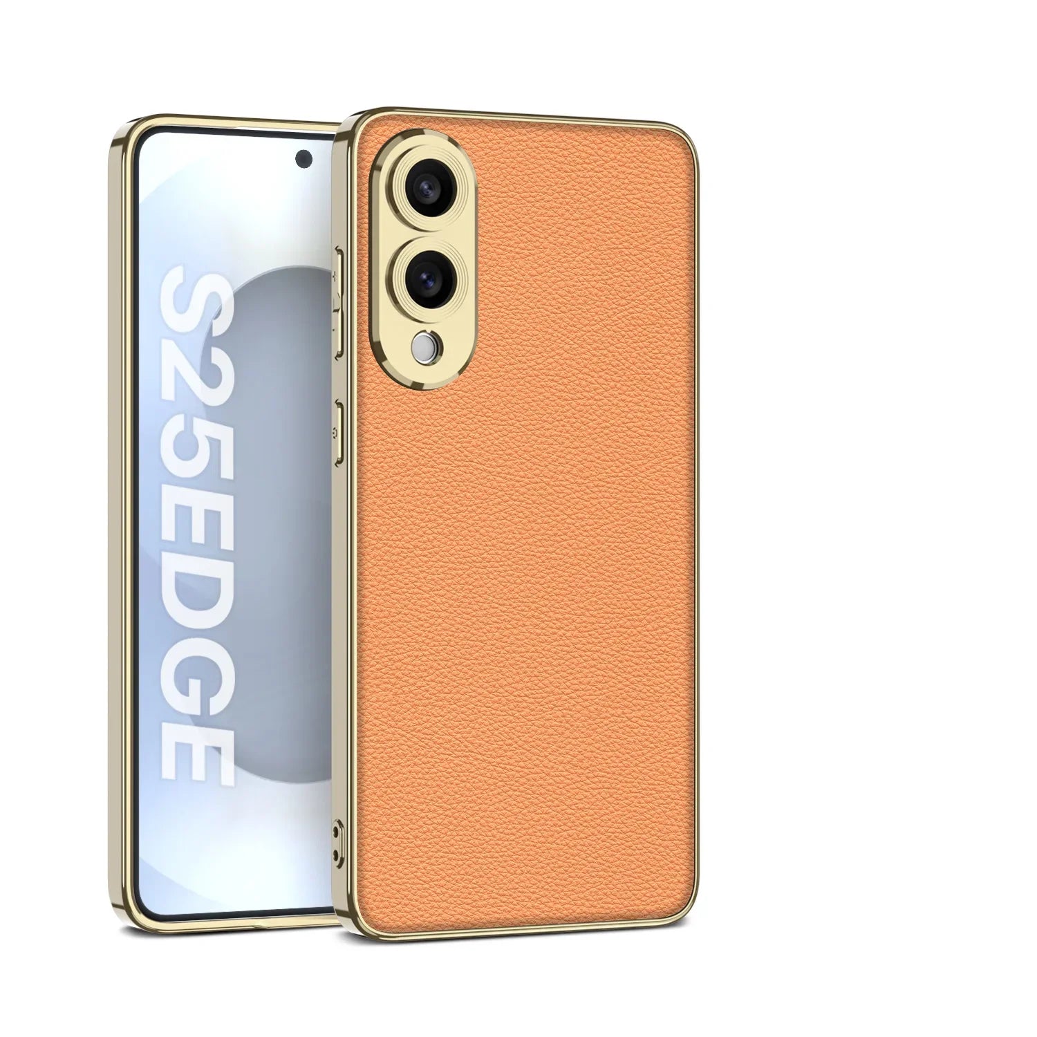 Shockproof Plating Leather TPU Case for Samsung Galaxy S25 Edge