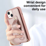 Crossbody Wristband Wallet Leather Card Slot Case for iPhone 15 Series