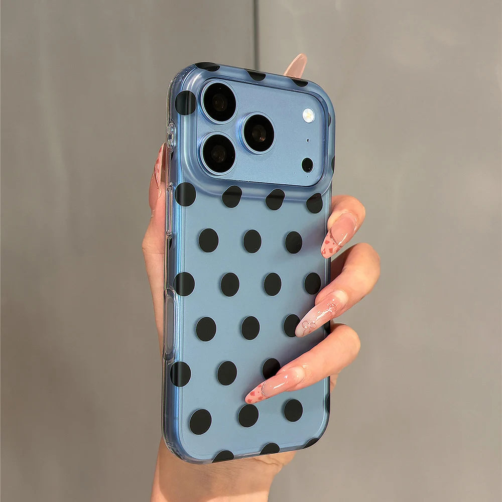 Translucent Polka Dot Case with Raised Camera Frame for iPhone 18 Series