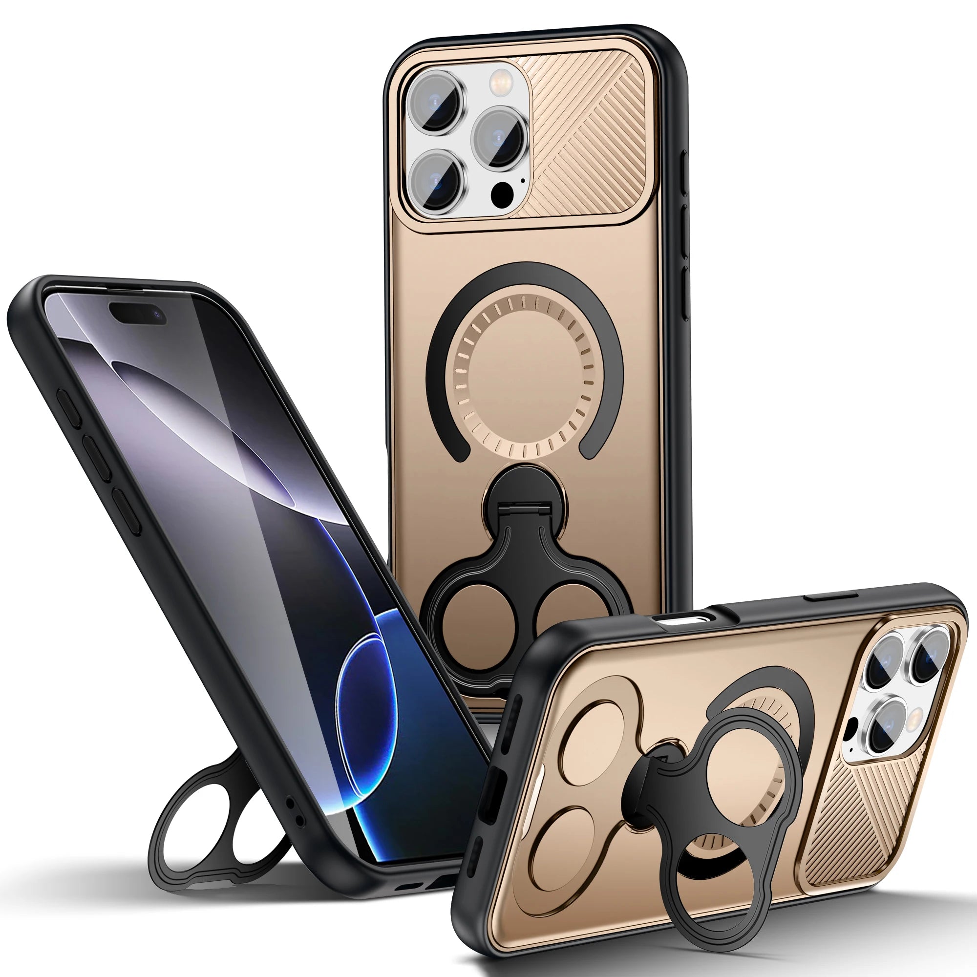 Heavy Duty MagSafe Case with Rotating Stand for iPhone 16 Series