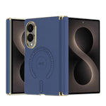 Embossed Leather Magnetic Hinge Shield Case for Samsung Galaxy Z Fold 8