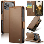 Pebbled Leather Magnetic Flip Wallet Case with Foldable Kickstand for iPhone 18 Series