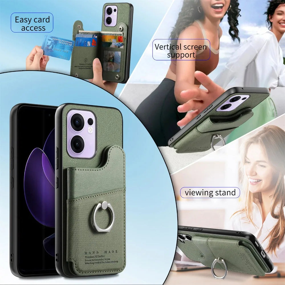 Protective Leather Wallet Case with Card Holder for iPhone 17 Series