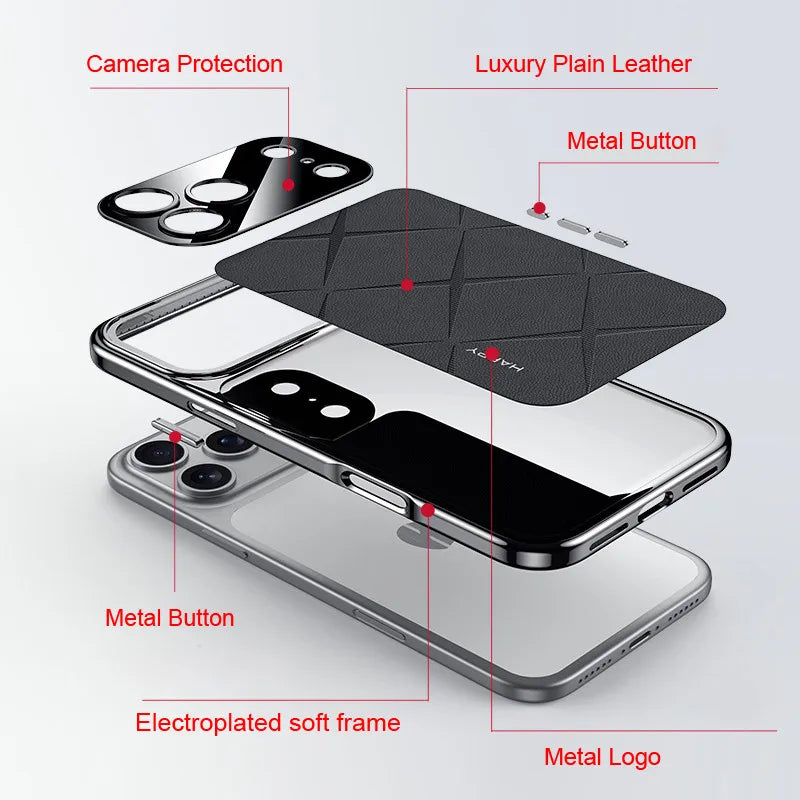 Electroplated Frame Leather Case for iPhone 17 Series