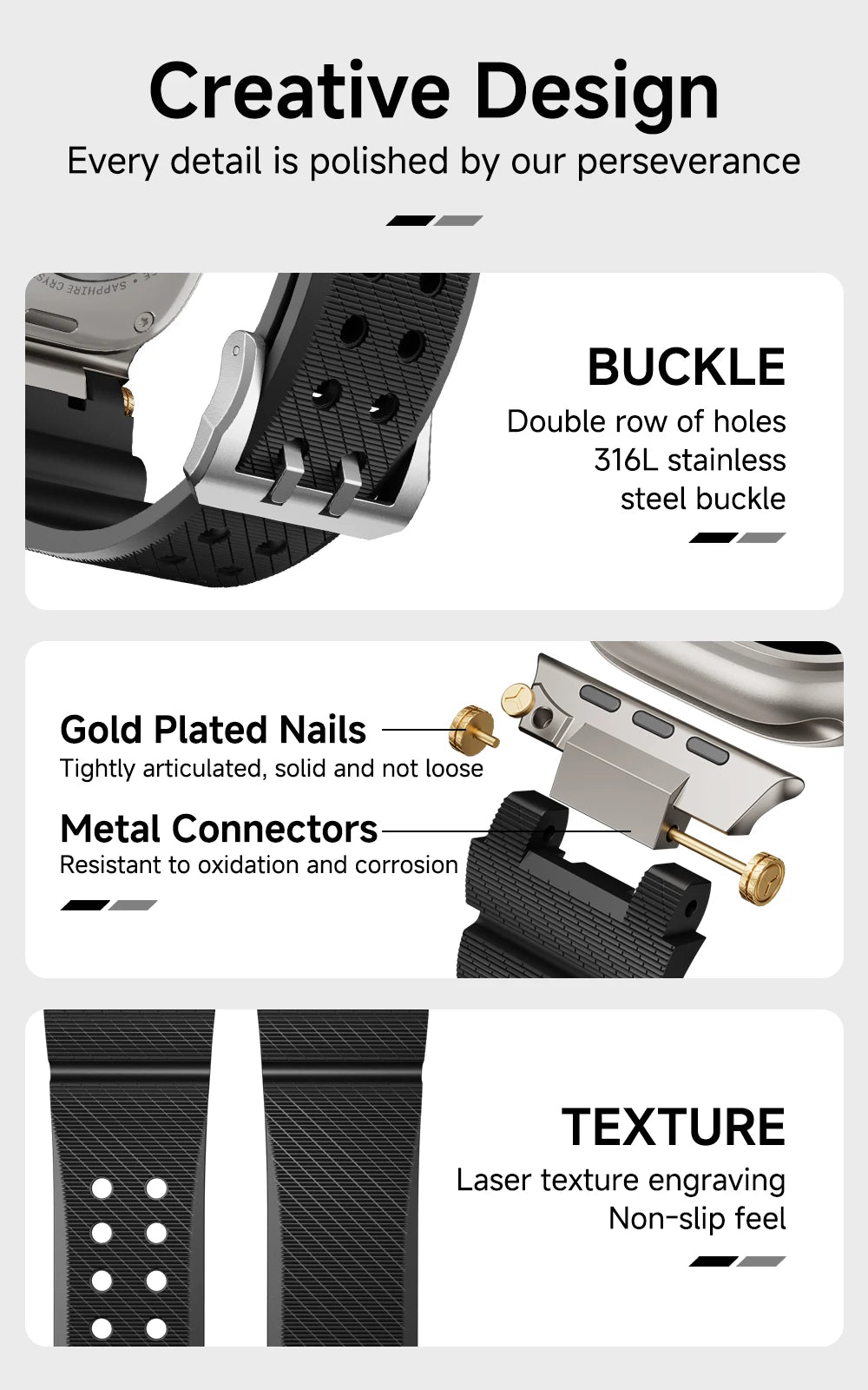 Heavy-Duty Silicone Watch Strap for Apple Watch