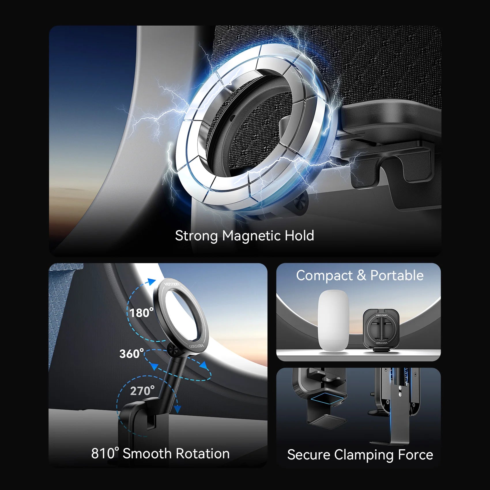 Magnetic Desktop Phone Holder With Flexible Detachable Mount