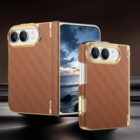 Leather Hinge Protection Case with Raised Camera Ring for iPhone Duo