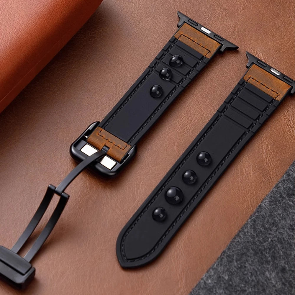 Genuine Leather Magnetic Bracelet Band for Apple Watch