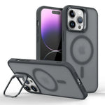 Shockproof Matte MagSafe Case with Metal Lens Stand for iPhone 15 Series