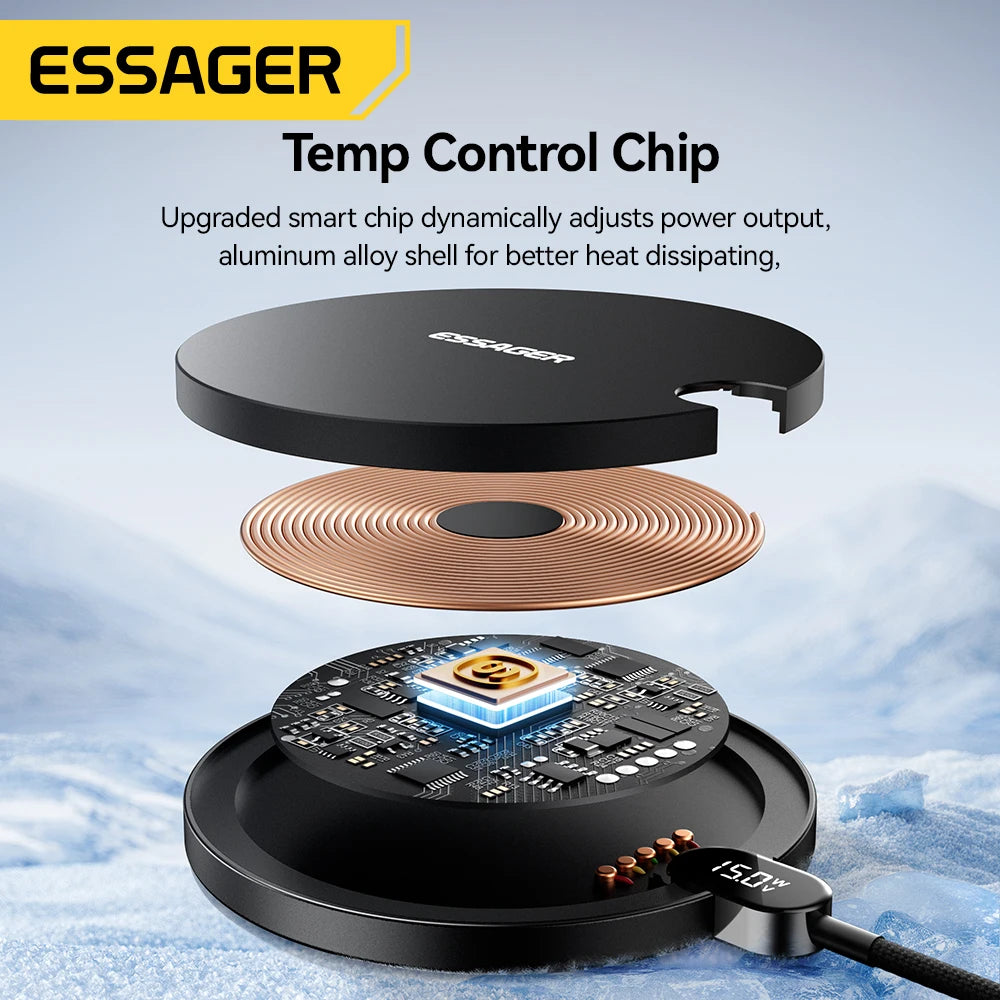 Essager 15W Fast Wireless Charging Pad with LED Display