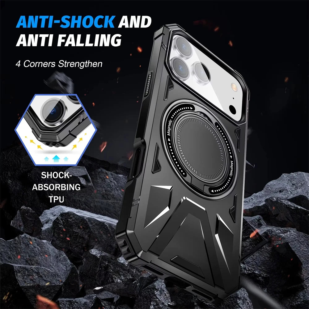 Shockproof MagSafe Case with Built-In Ring Stand for iPhone 17 Series