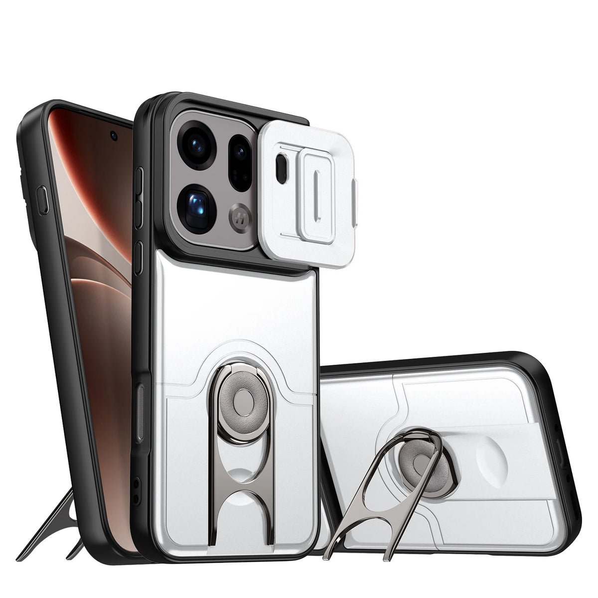 Shockproof Dual-Layer Case with Slide Lens Cover for OPPO Find X9 Series