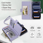 Crossbody Leather Wallet Case with Zipper and Card Slots for iPhone 17 Series