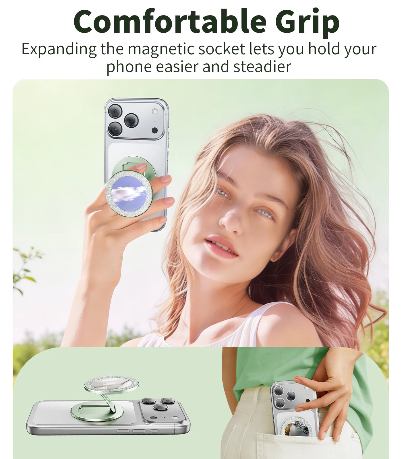 Double-Sided Magnetic Phone Grip & Stand