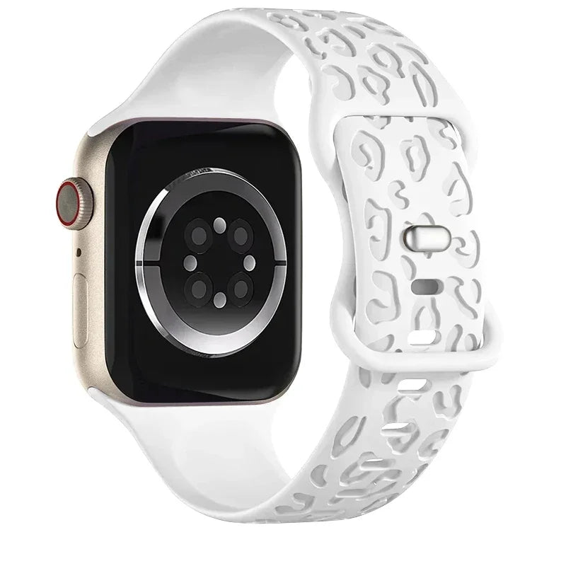 Leopard Pattern Engraved Silicone Sport Band for Apple Watch