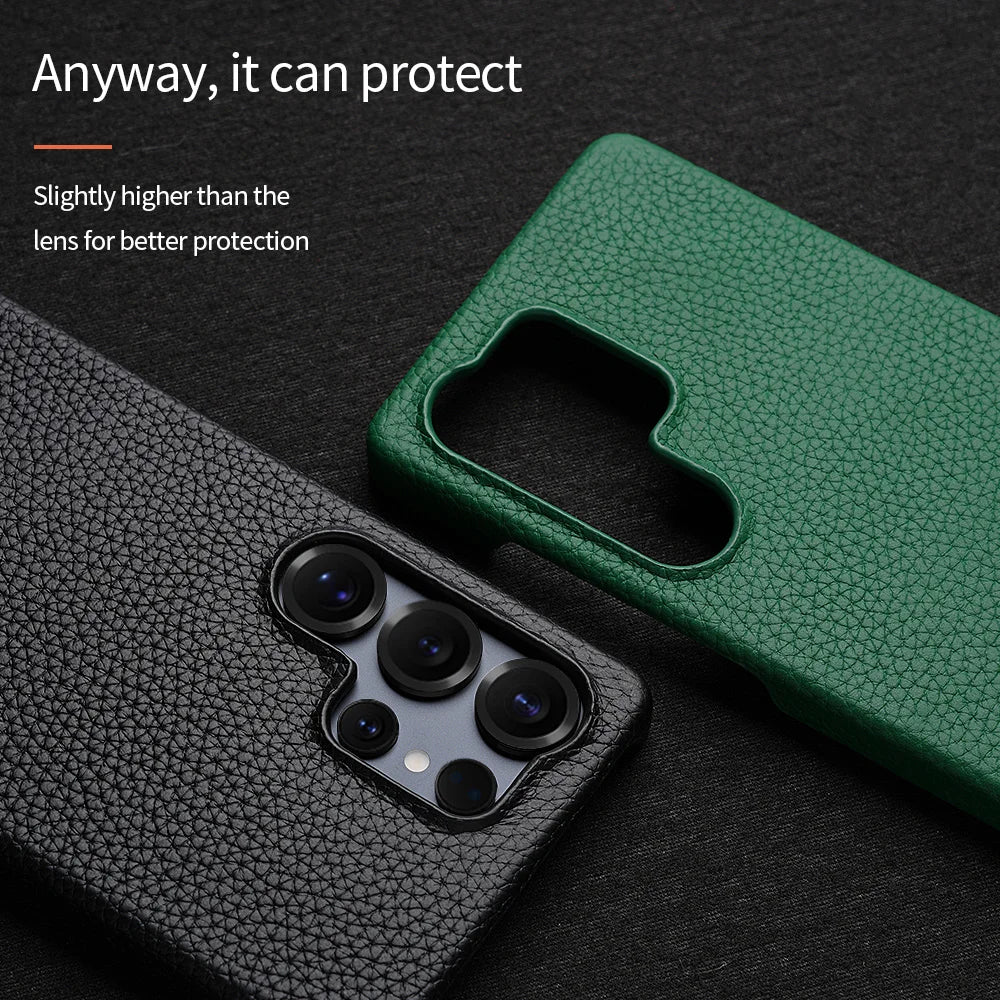 Luxury Cowhide Leather Magnetic Case for Samsung Galaxy S25 Series