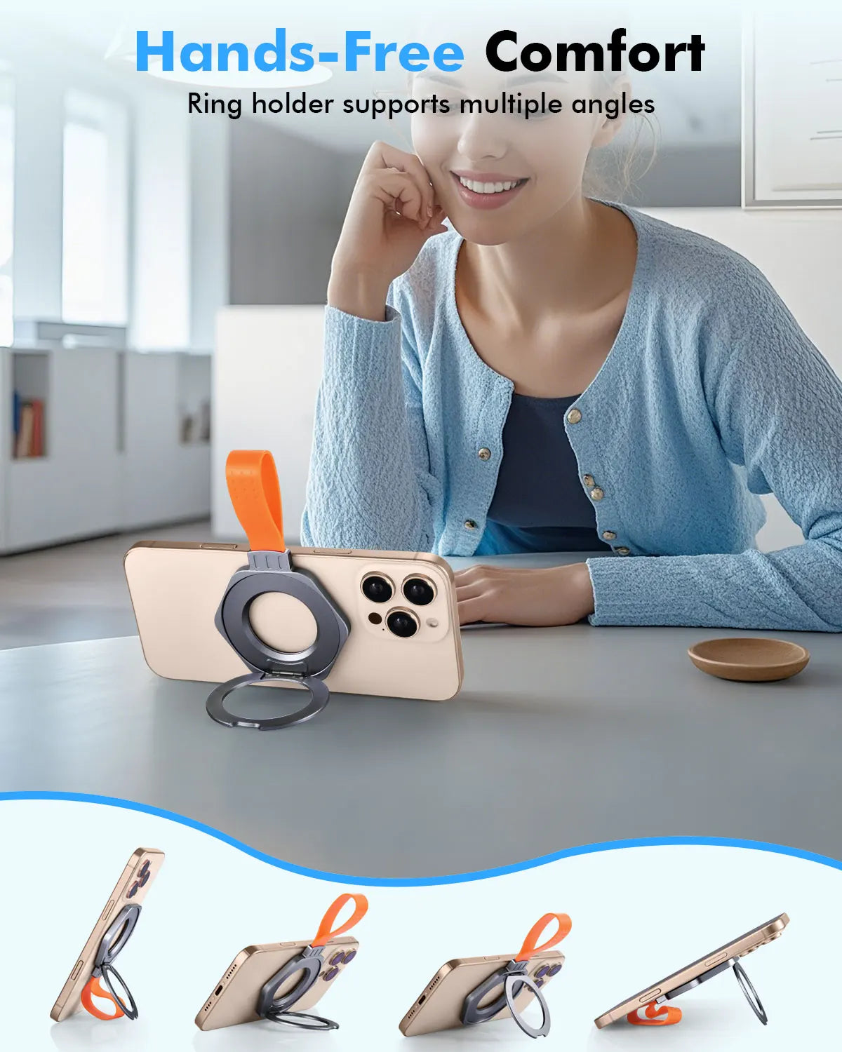 360° Rotating Magnetic Phone Holder with Silicone Lanyard