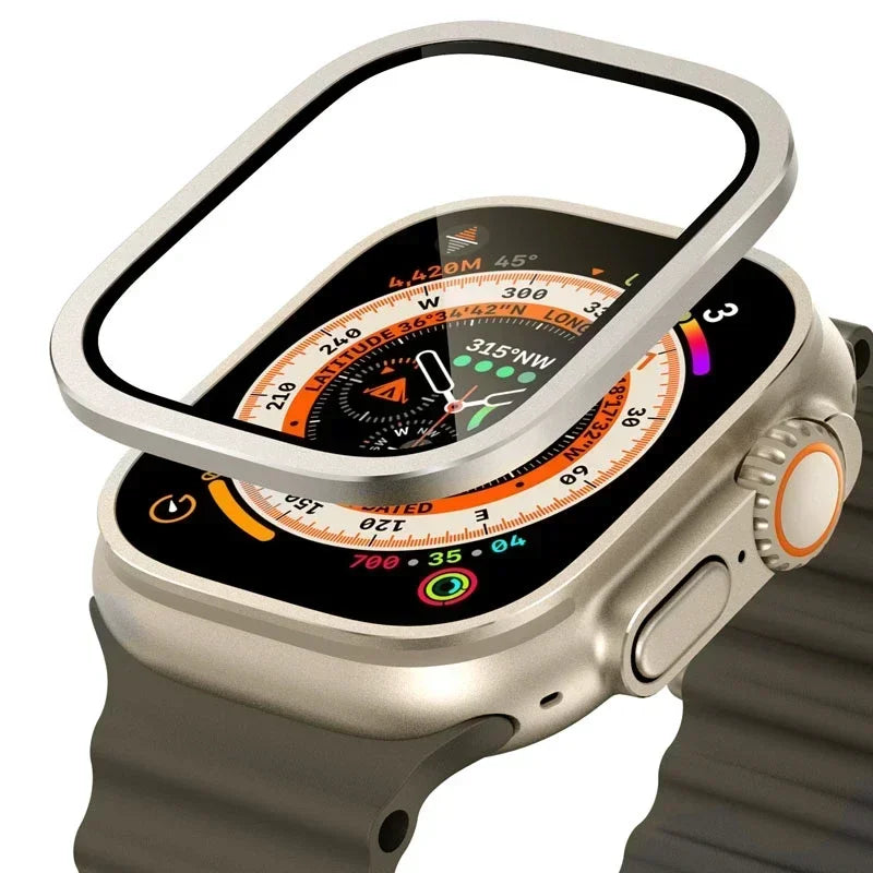 Tempered Glass Screen Protector with Titanium Frame for Apple Watch Ultra 2