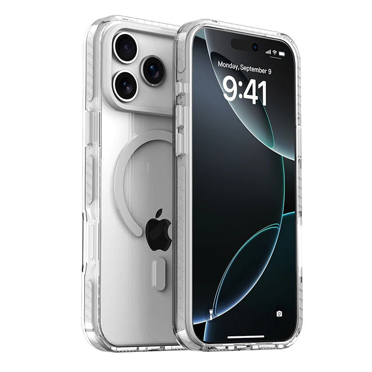 Premium Clear MagSafe Case with Striped Edges for iPhone 17 Series