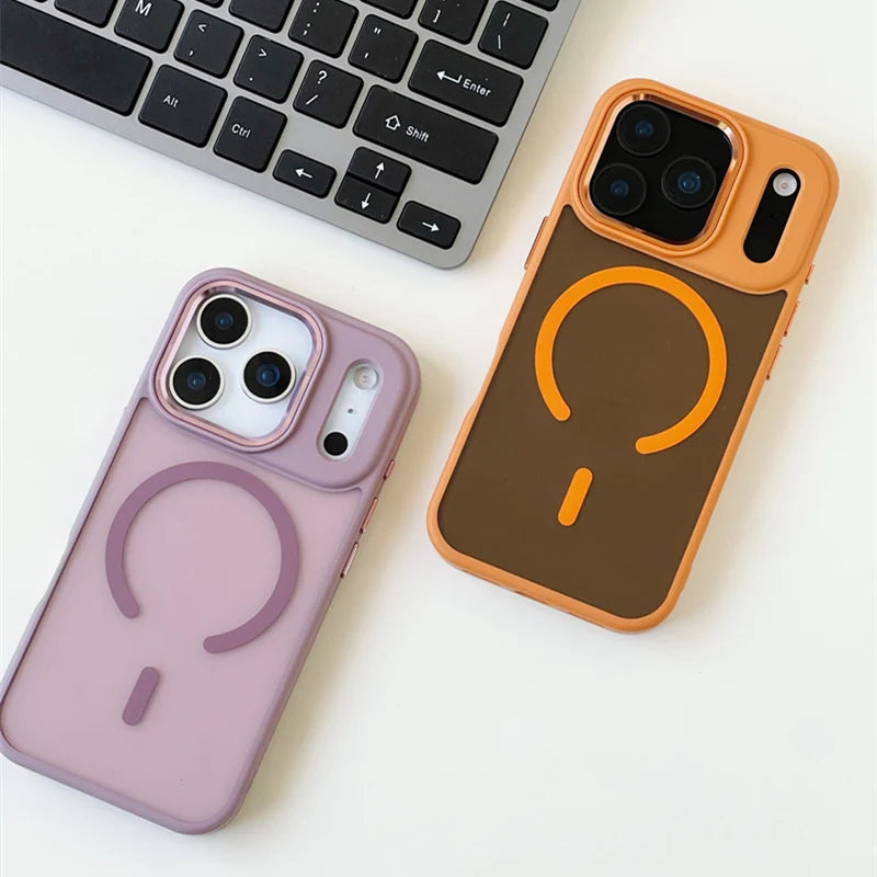 Heavy Duty Matte Translucent MagSafe Shockproof Case with Alloy Lens Cover for iPhone 17 Series