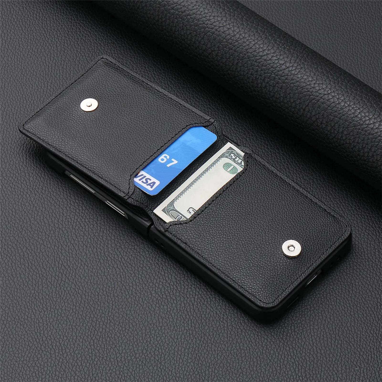 Luxury PU Leather Wallet Case with Ring for Samsung Galaxy Z Flip 5