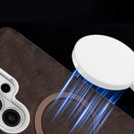 Matte Leather Magnetic Case with Metal Lens Protection for Samsung Galaxy S24 Series