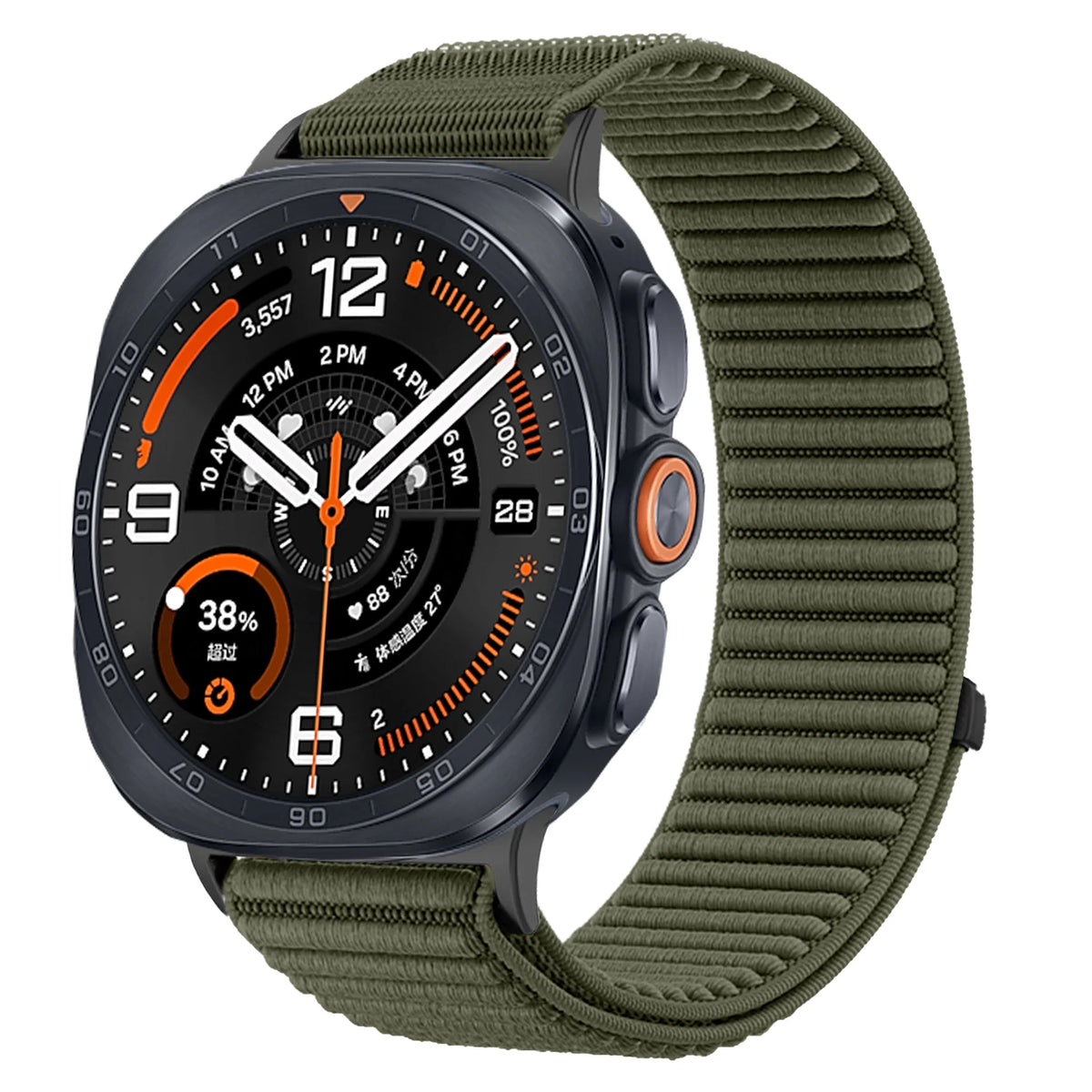 Woven Nylon Velcro Watch Strap with Metal Connector Heads for Samsung Galaxy Watch Ultra 2