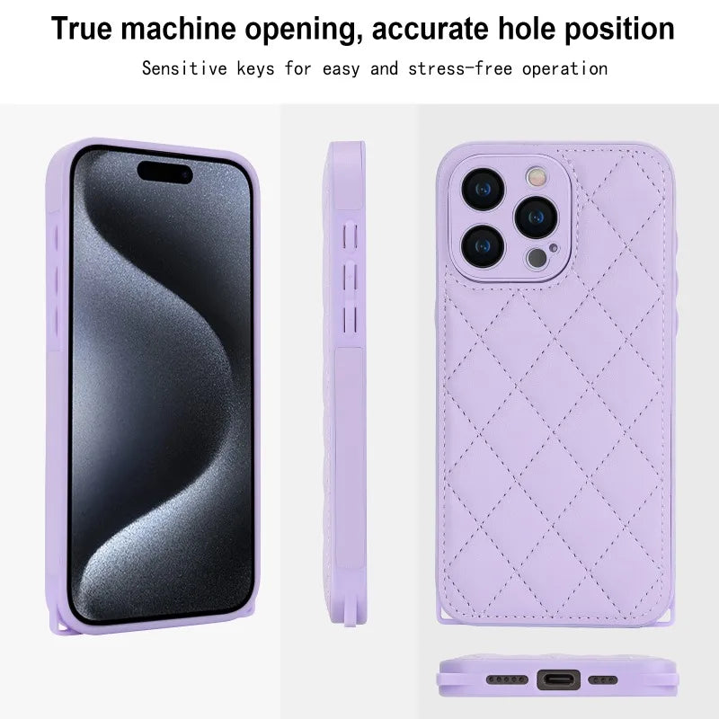 Crossbody Lanyard Leather Phone Case with Fall Prevention for iPhone 14 Series