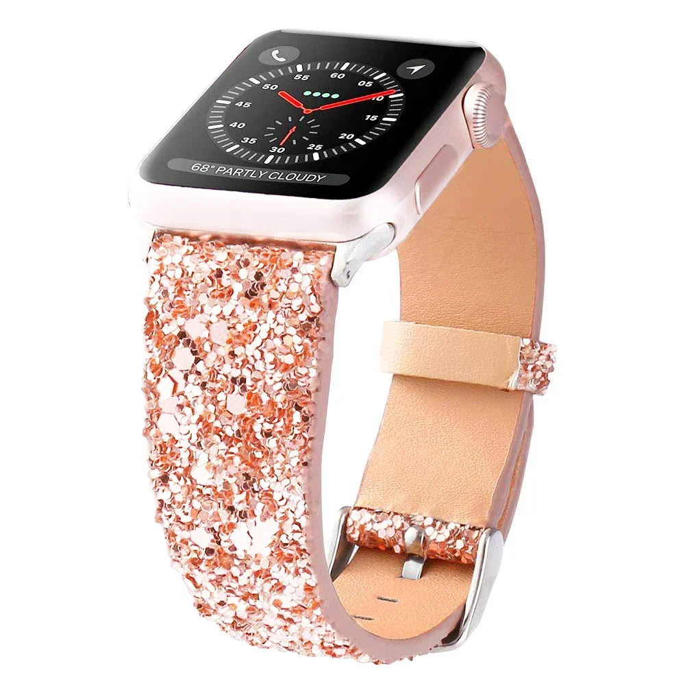 Luxury Shiny Glitter Leather Strap for Apple Watch