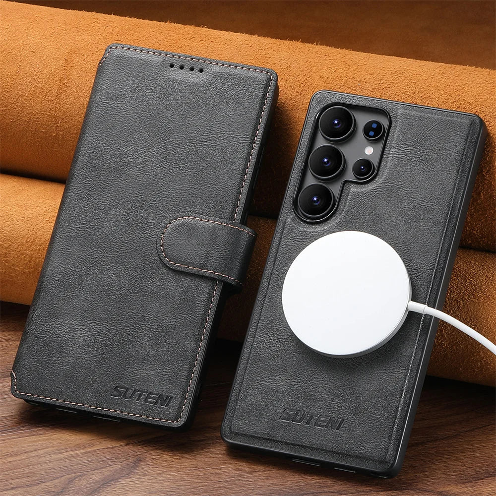 Detachable Magnetic Leather Wallet Case for Samsung Galaxy S25 Ultra