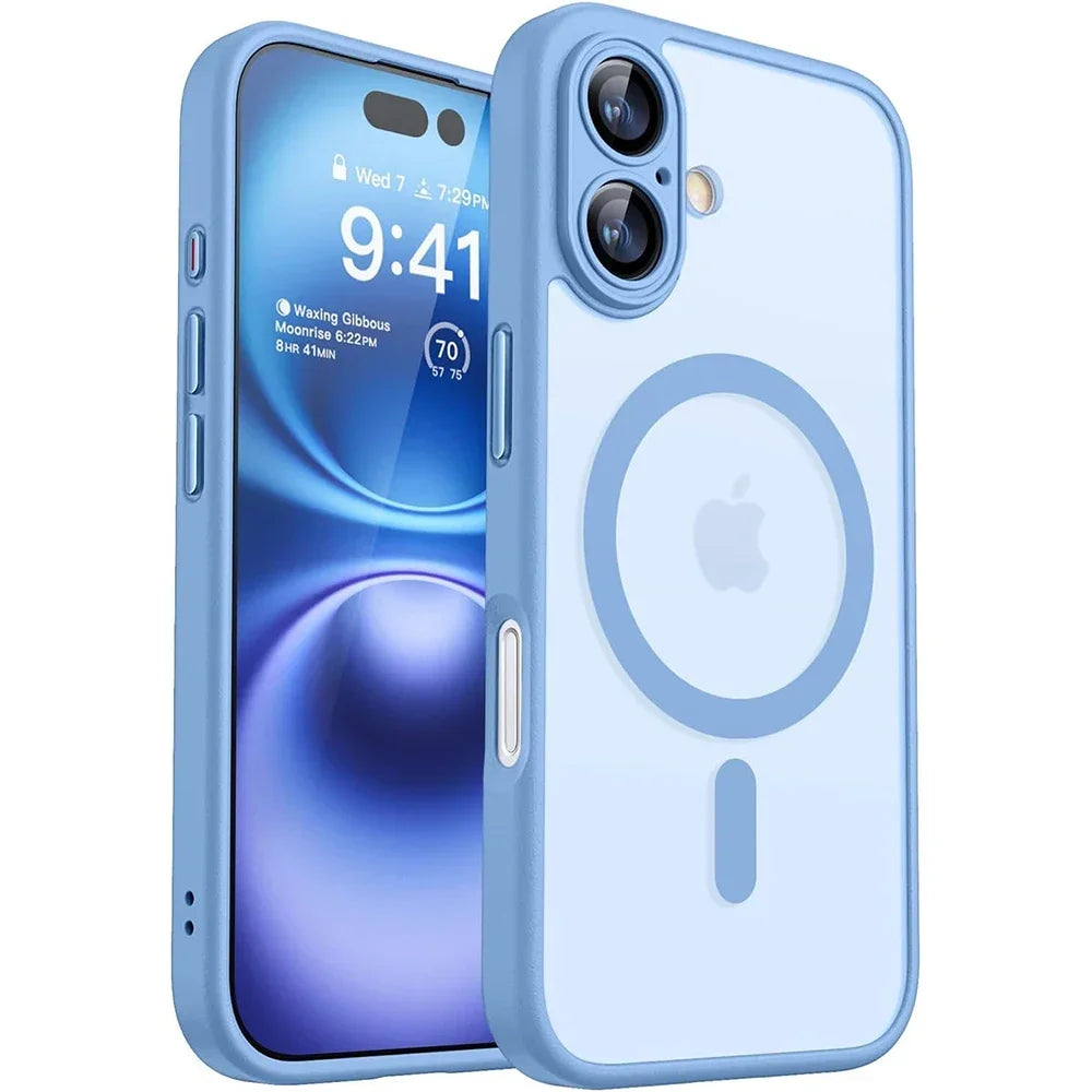 Luxury Matte Translucent MagSafe Armor Case for iPhone 16 Series