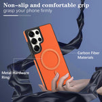 Carbon Fiber Magnetic Leather Case for Samsung Galaxy S25 Series