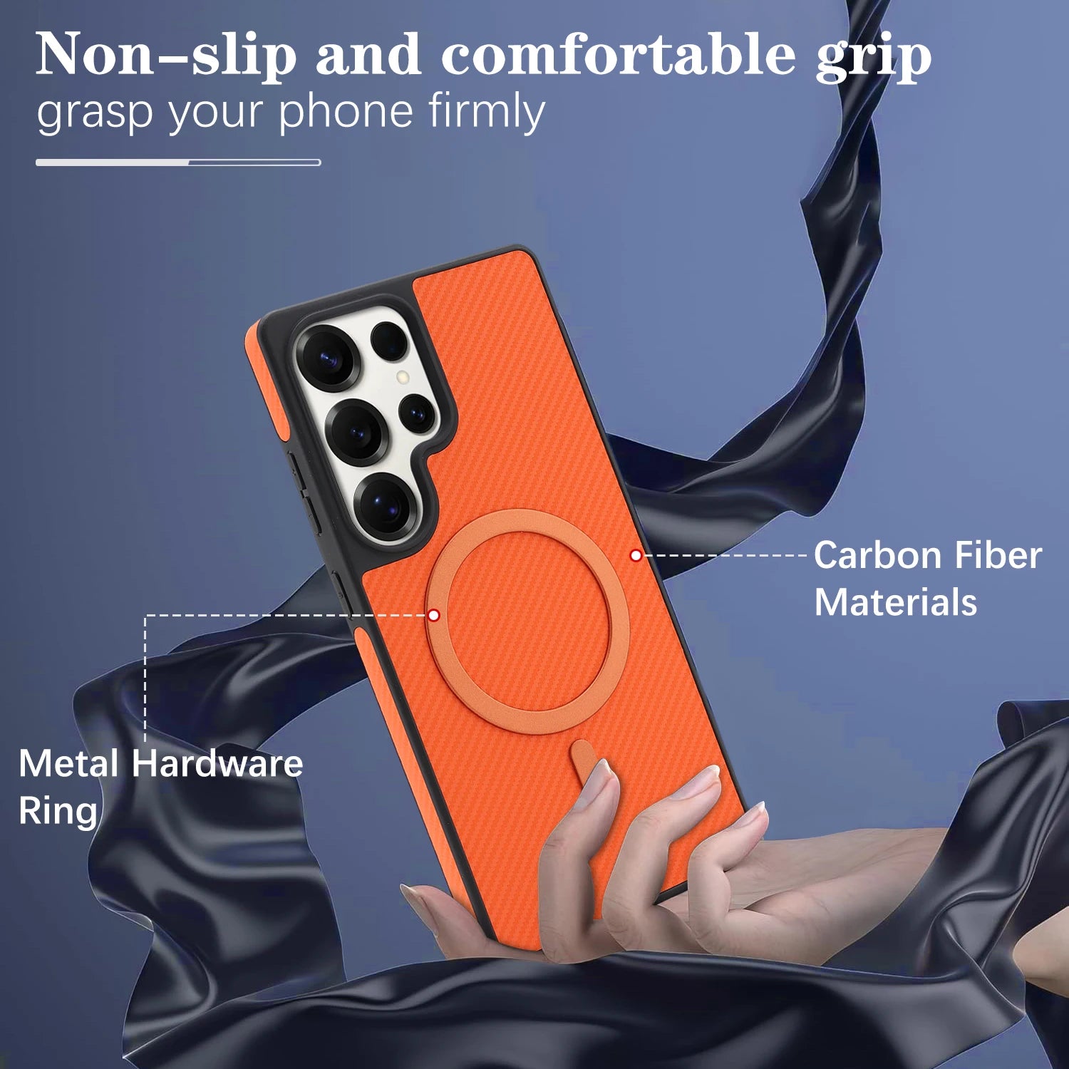 Carbon Fiber Magnetic Leather Case for Samsung Galaxy S25 Series