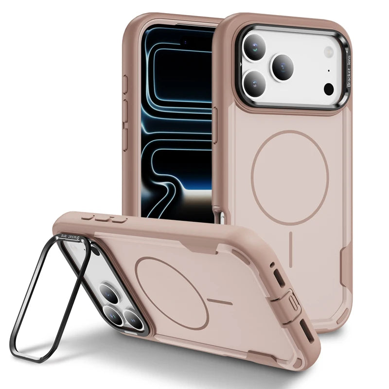Durable Anti-Shock MagSafe Case with Built-in Lens Stand for iPhone 17 Series