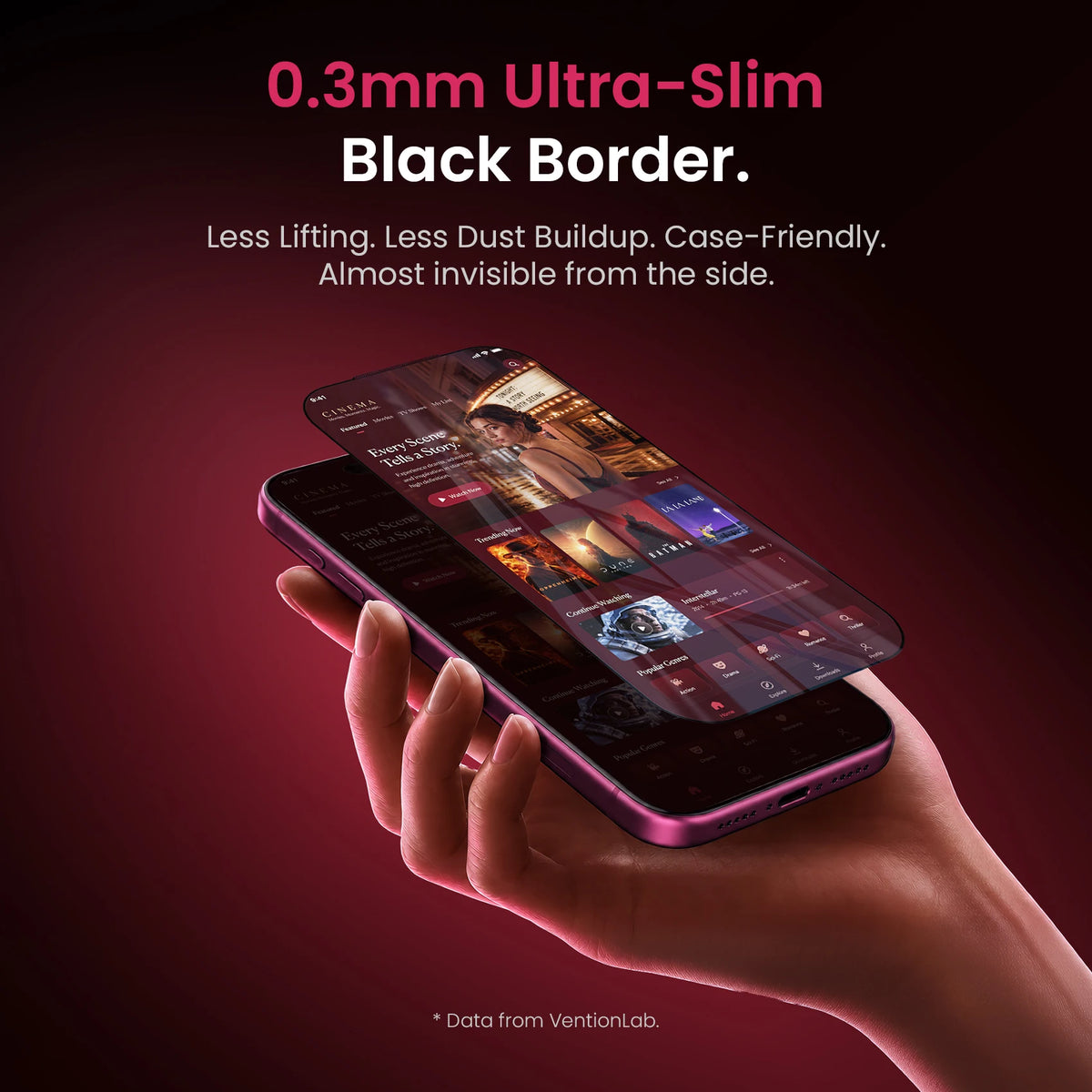 Vention HD Tempered Glass Screen Protector with Auto-Alignment Applicator for iPhone 18 Series