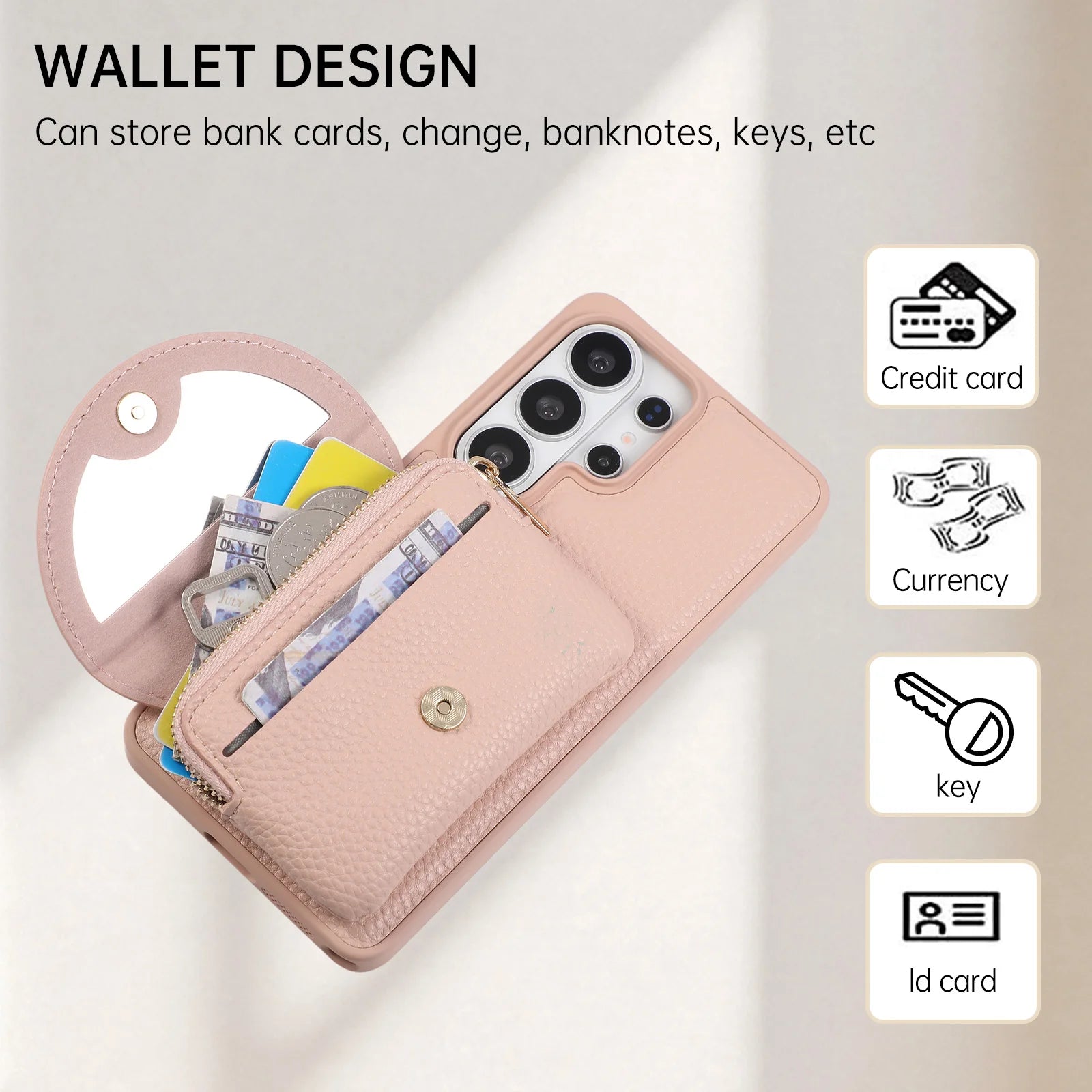 Litchi PU Leather Wallet Case for Samsung Galaxy S25 Series