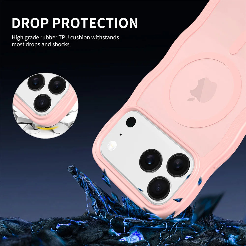Stylish Curly Wave Matte MagSafe Case for iPhone 17 Series