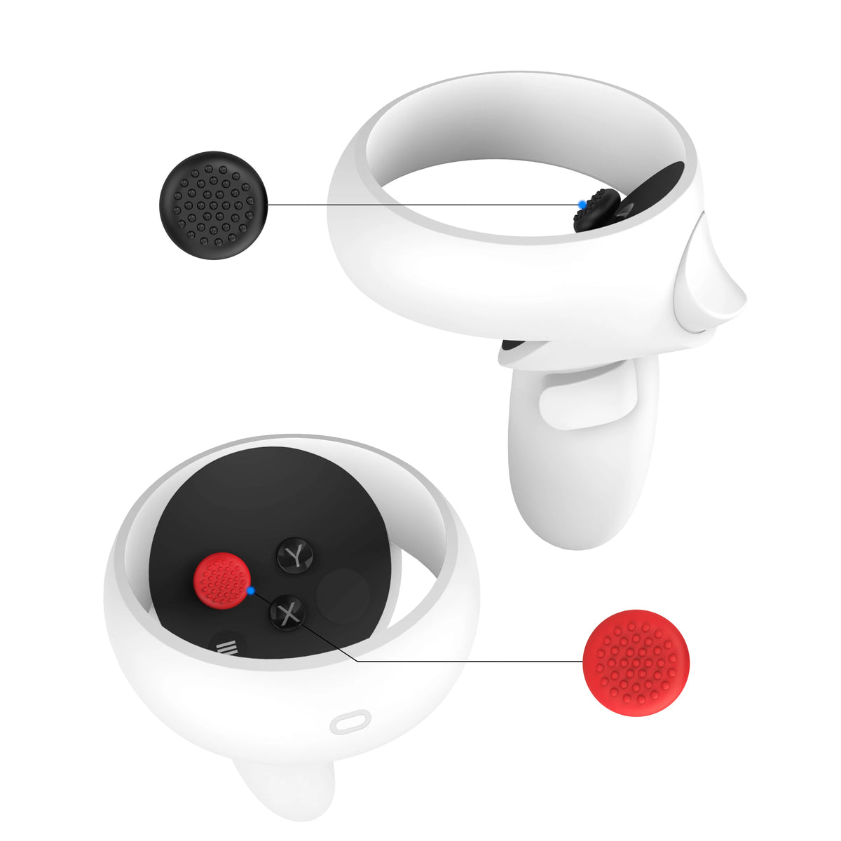 Meta Quest 2 Controller Silicone Grip Cover with Knuckle Strap