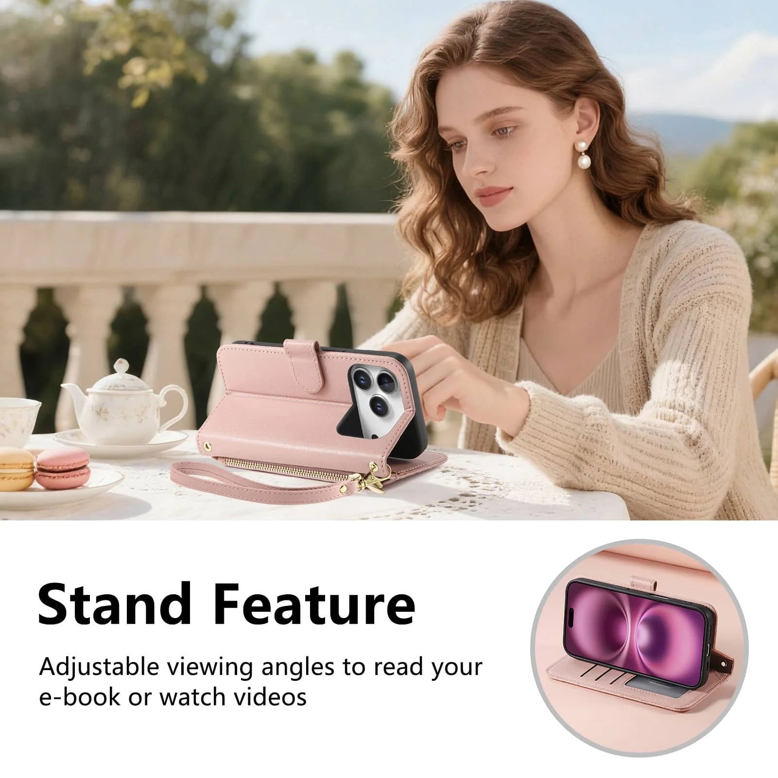 Crossbody Wallet Case Quilted Zip Pocket Card Holder for iPhone 17 Series
