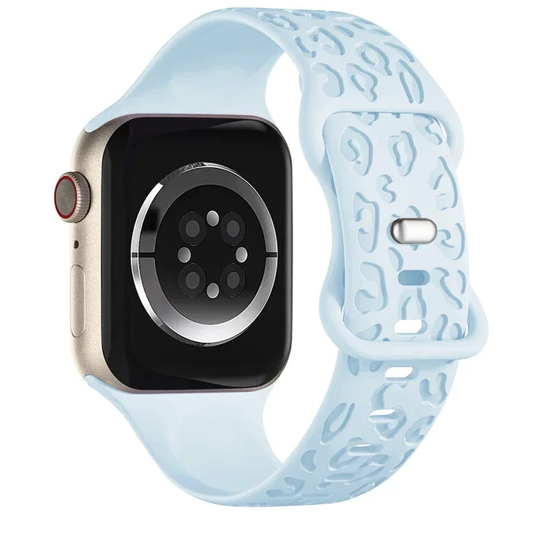Leopard Pattern Engraved Silicone Sport Band for Apple Watch