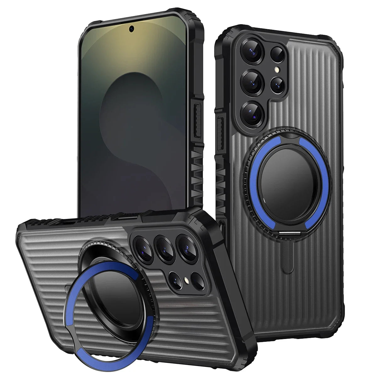 Military Grade Shockproof Armor Magnetic Case with 360° Ring Stand for Samsung Galaxy S25 Series