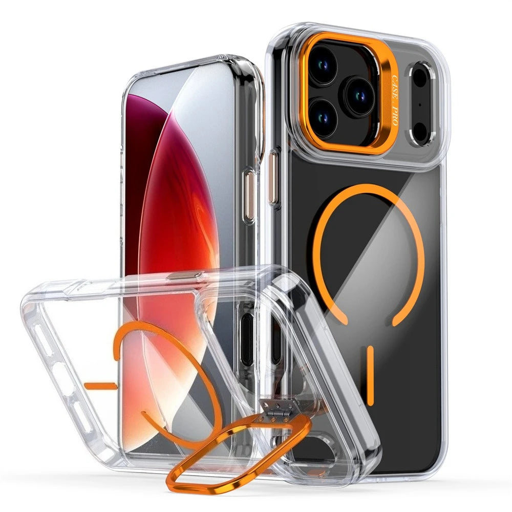 Slim Clear Acrylic MagSafe Case with Built-In Lens Stand for iPhone 17 Series