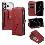 Textured Leather Detachable Wallet Case with Crossbody Strap for iPhone 18 Series