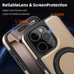 iPhone 16 Series PU Leather MagSafe Case with 360° Rotating Ring Holder
